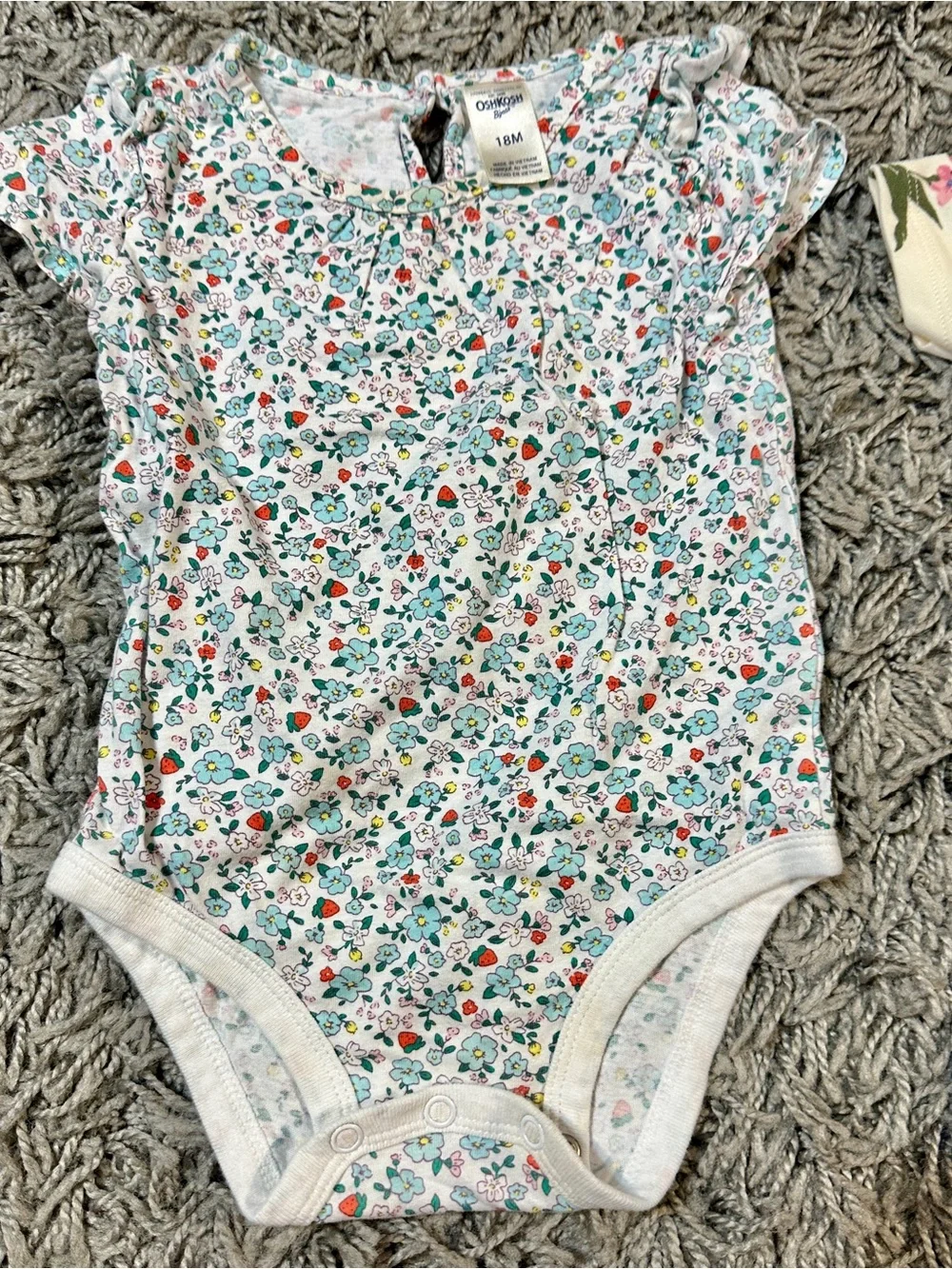 Carter's White Short Sleeve Baby Bodysuit with Pink Trim